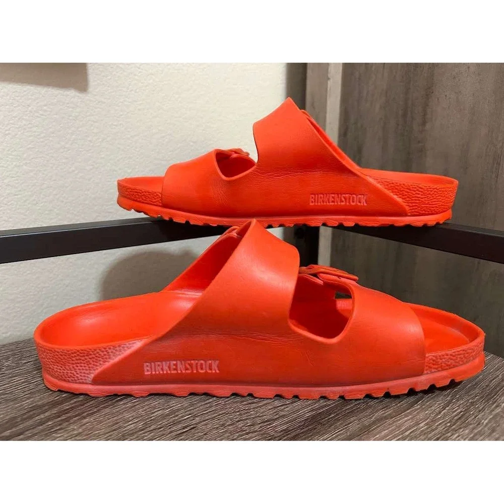 Birkenstock Arizona EVA Sandals Neon Orange Waterproof Slides Mens 7 Womens 9